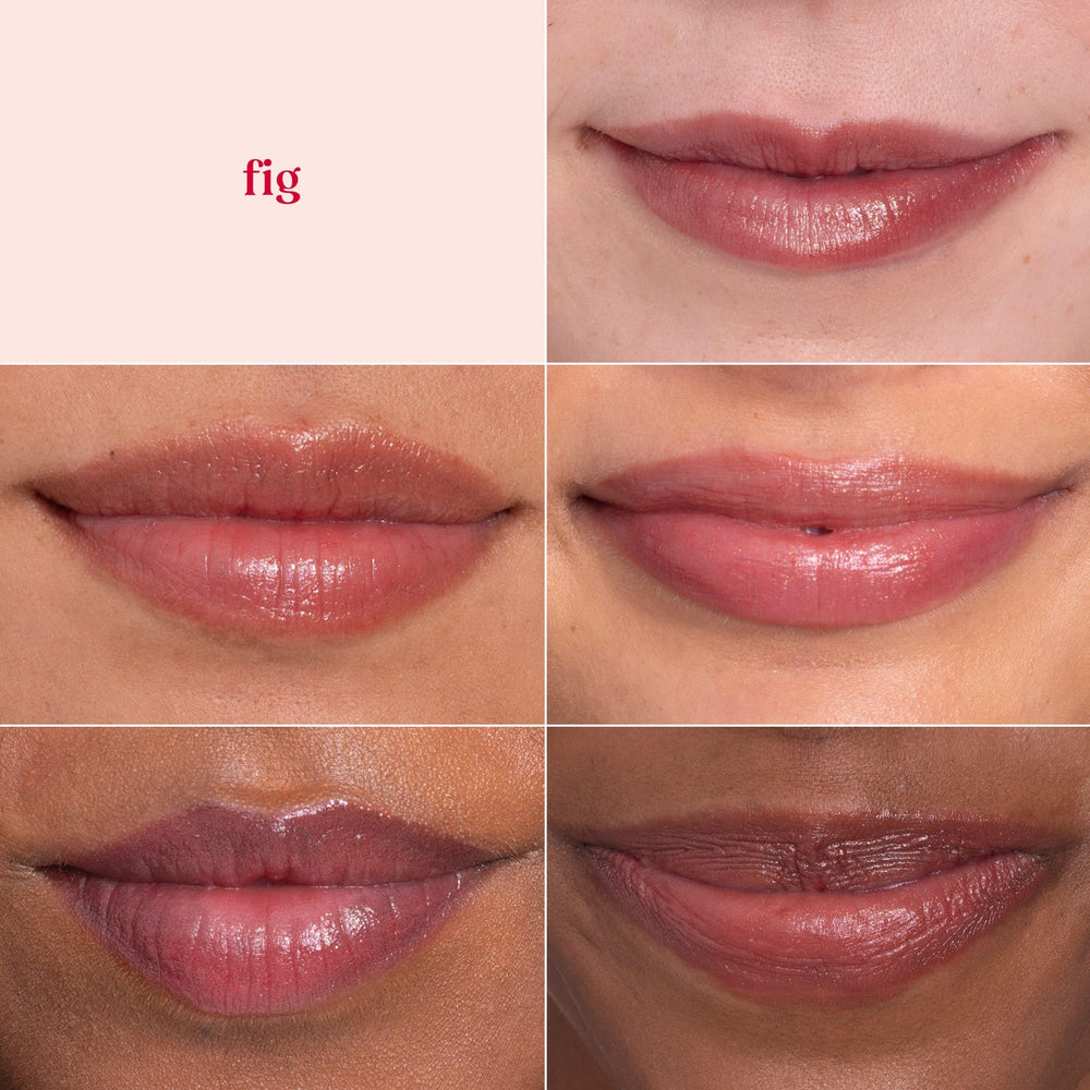 Brillo suave que realza rasgos naturales de los labios.