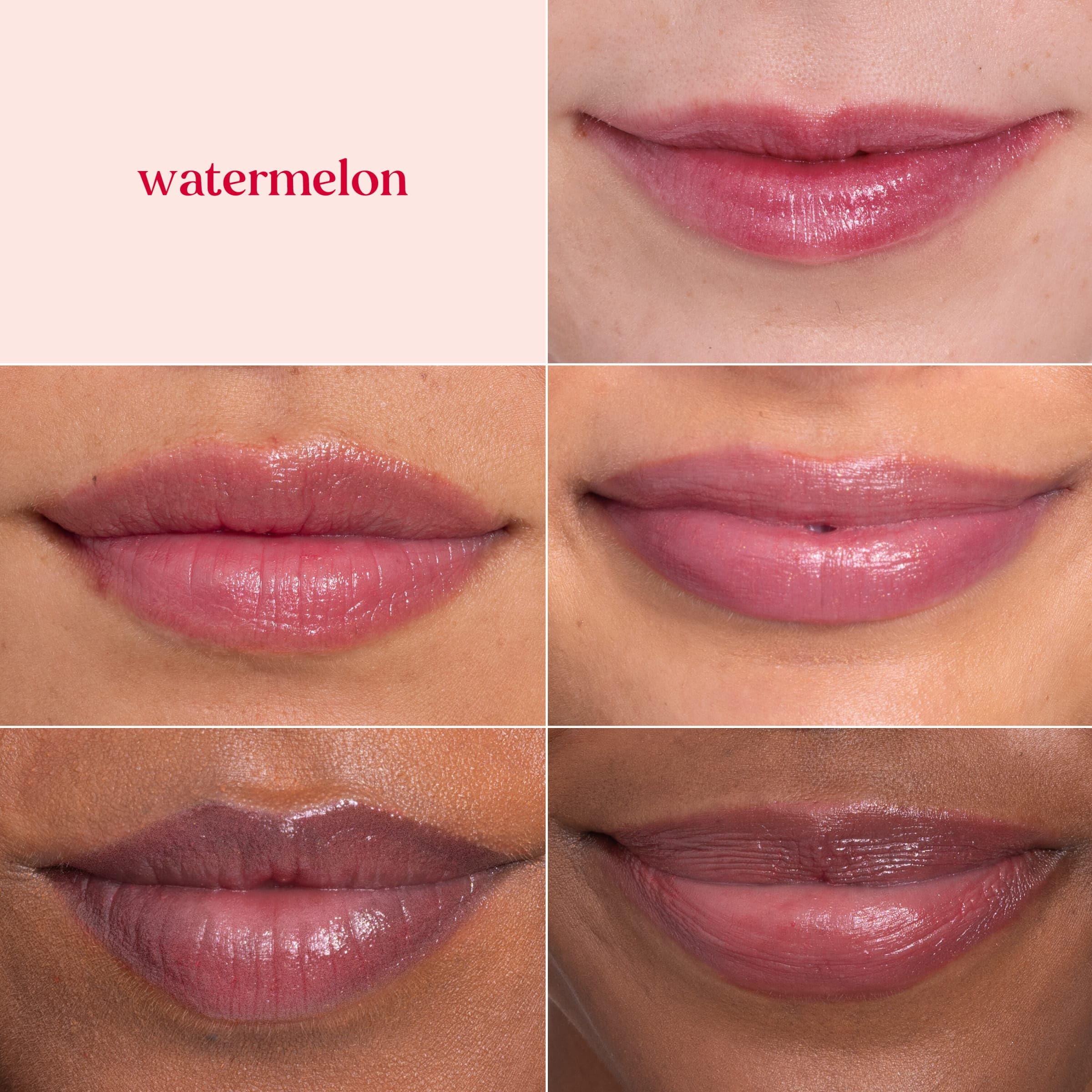 Burt's Bees Lip Shimmer Watermelon textura cremosa se desliza fácilmente.