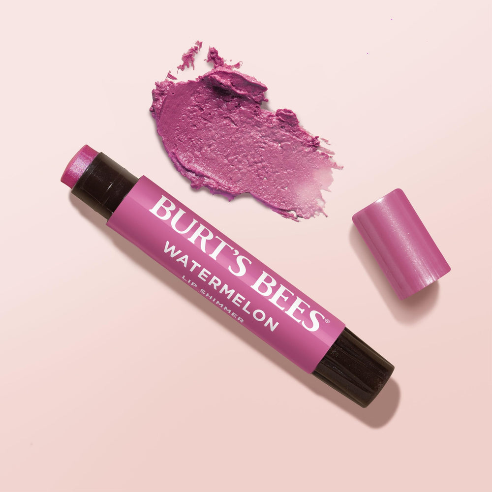 Burt's Bees Lip Shimmer Watermelon uso diario para labios hidratados.