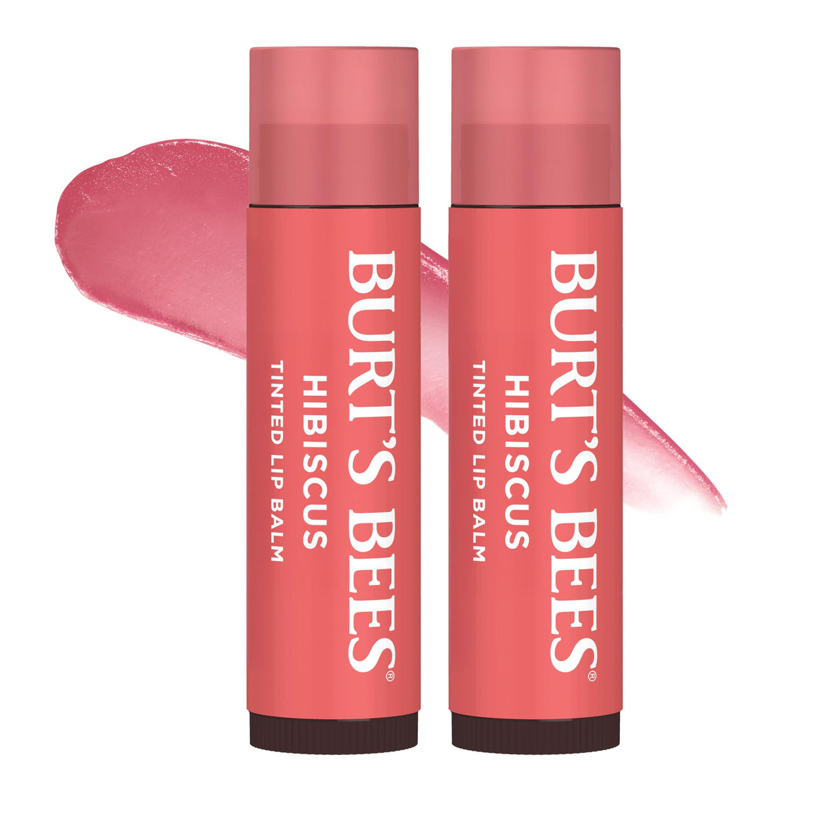 Burts Bees Bálsamo labial tintado Hibiscus, aplicación suave para labios hidratados