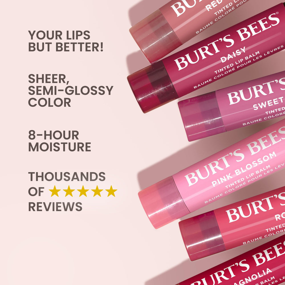 Burts Bees Bálsamo labial tintado Hibiscus, hidratación de hasta 8 horas