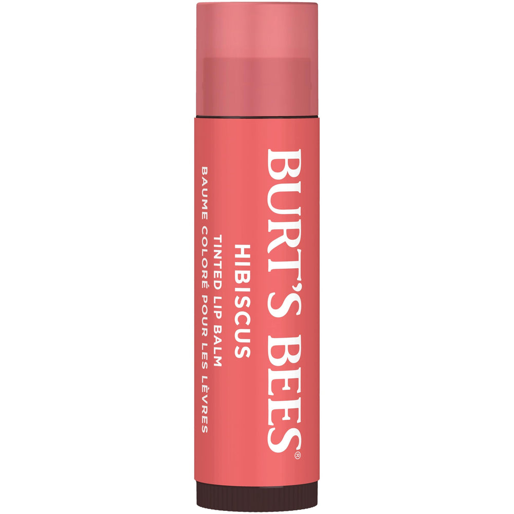 Burts Bees Bálsamo labial tintado Hibiscus, tono rosa cálido con acabado semigloso