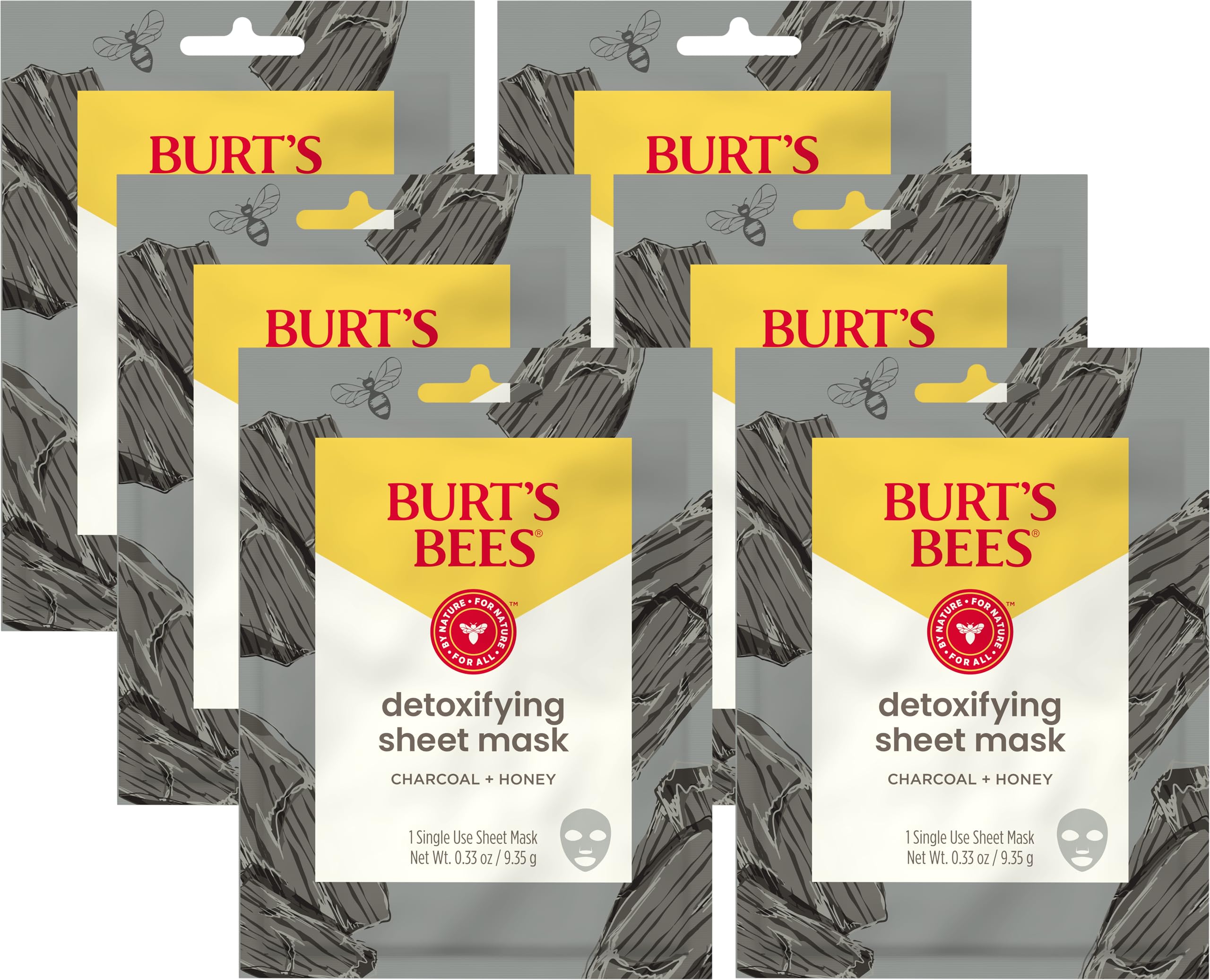 Burts Bees mascarilla de carbón desenrollada sobre el rostro para limpieza profunda