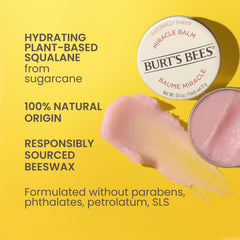 Burt's Bees Miracle Balm, hidratación instantánea para labios con acabado suave.