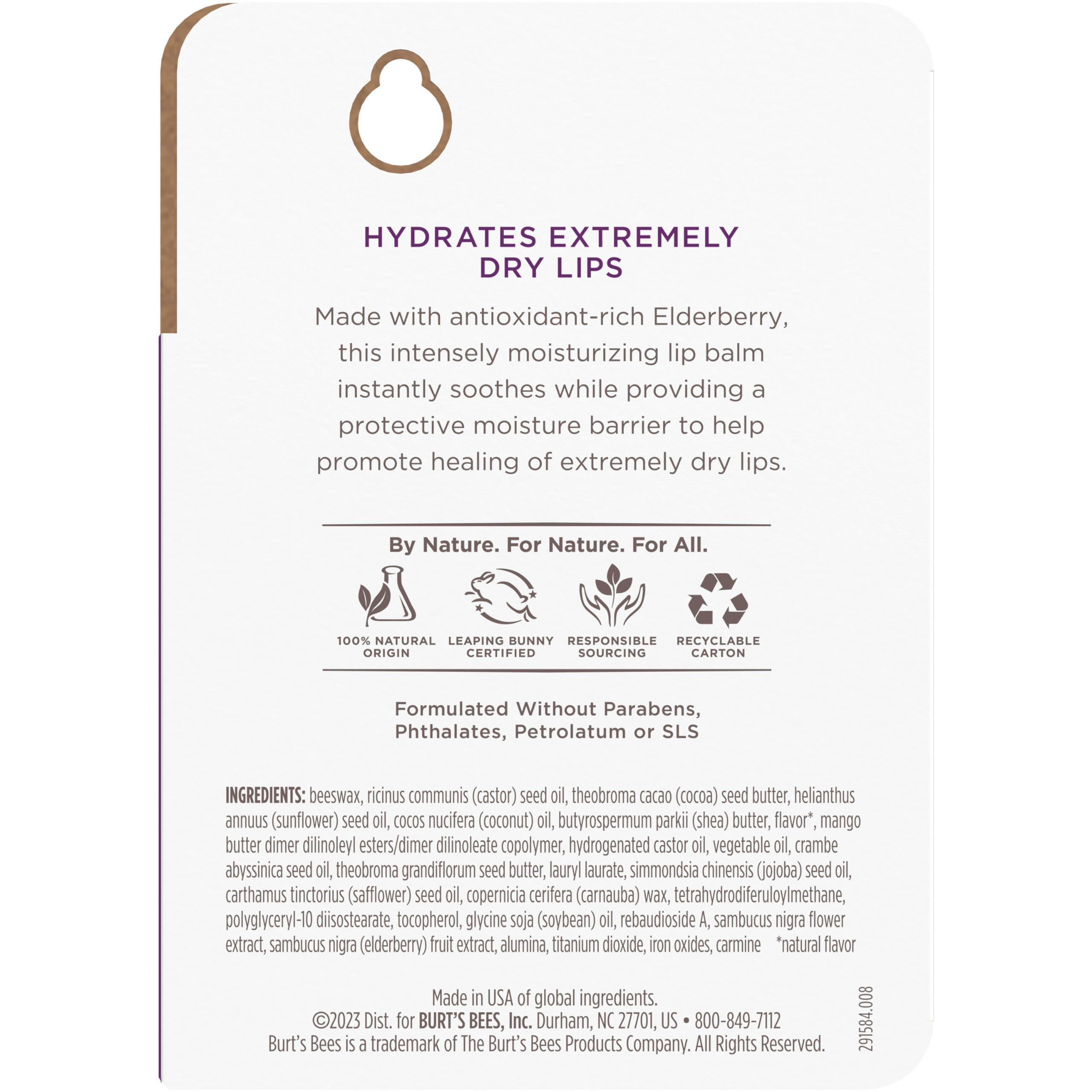 Burt's Bees Rescue Balm Elderberry, tamaño compacto para llevar en bolso o bolsillo