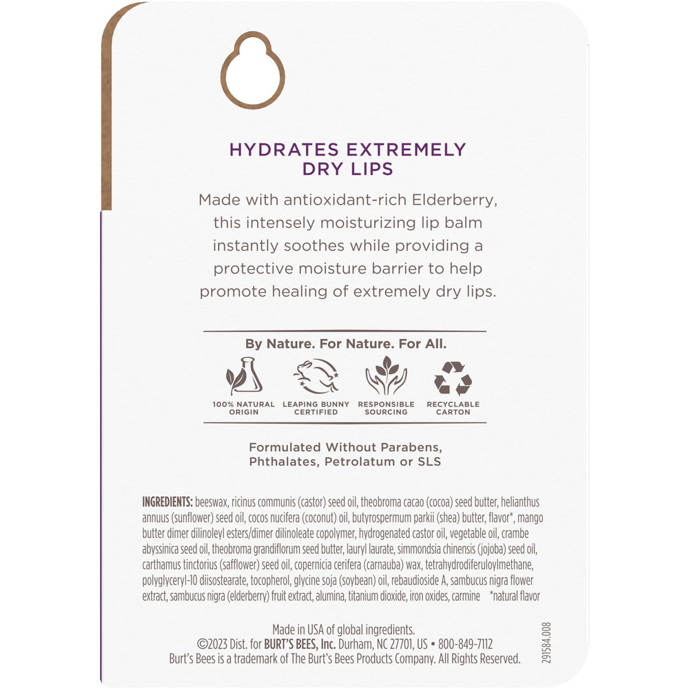 Burt's Bees Rescue Balm Elderberry, tamaño compacto para llevar en bolso o bolsillo