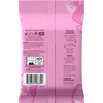 Burt's Bees Rose Water cleansing wipes box ready for cleansing