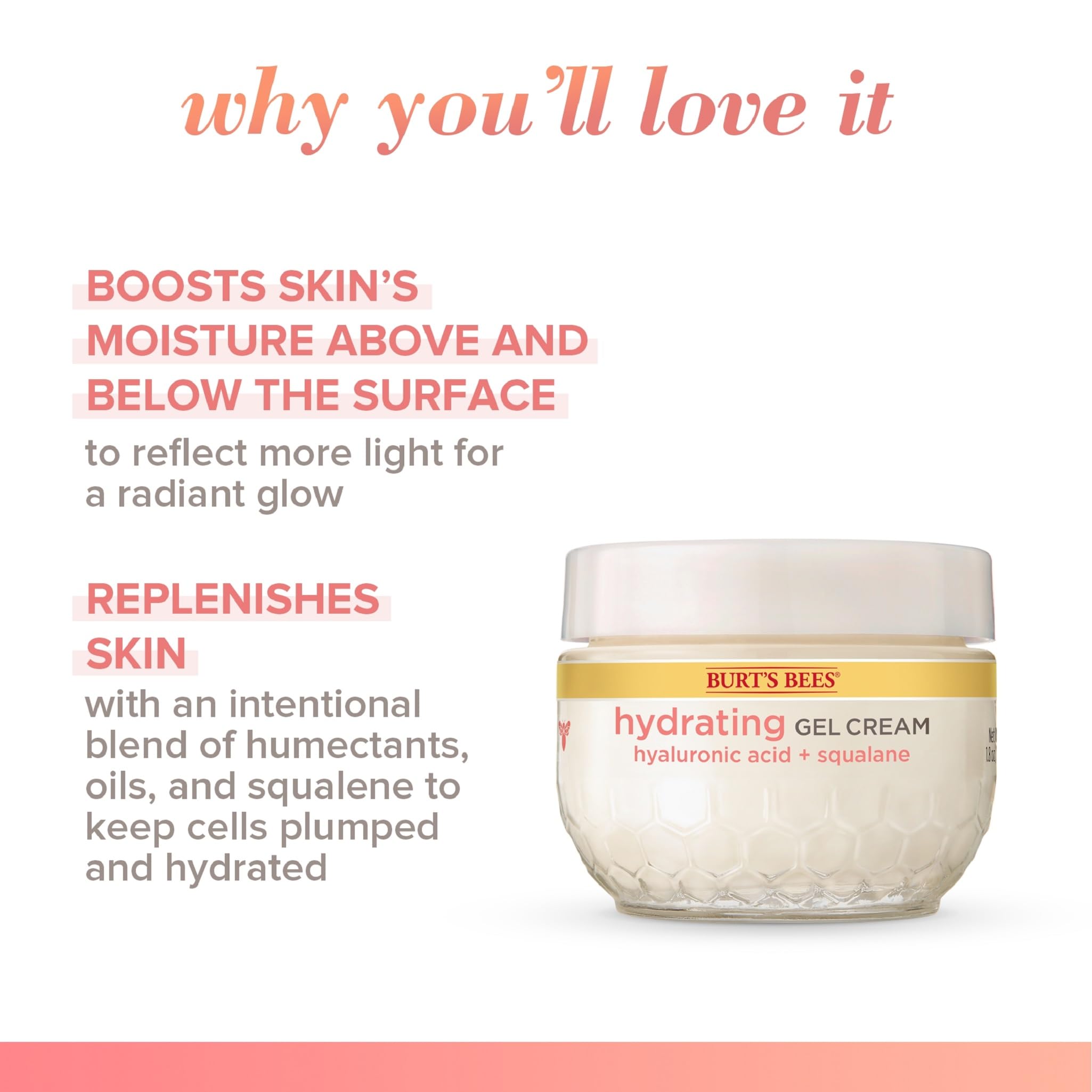 Aplicación suave de Burt's Bees Truly Glowing Gel Cream en la piel.
