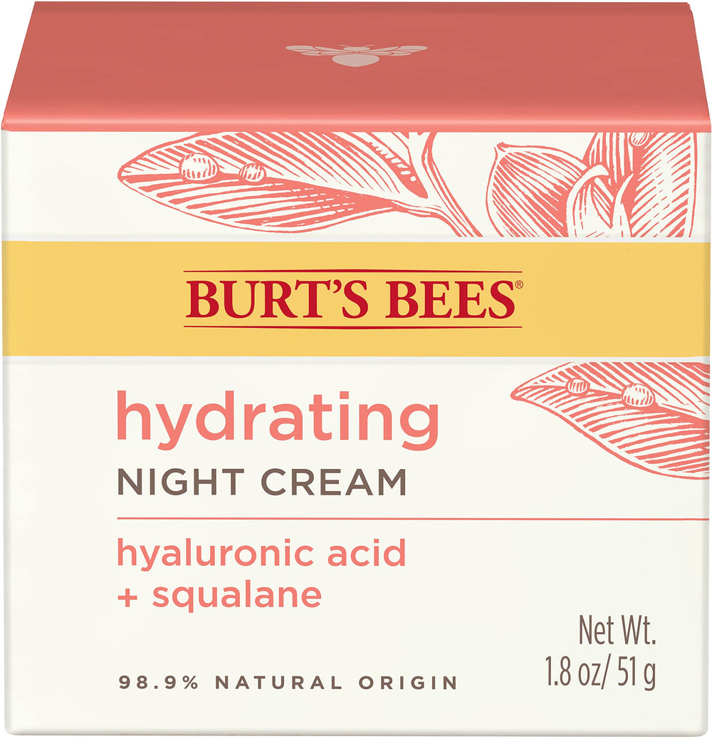 Ingredientes hidratantes de Burt's Bees Night Cream para piel suave.