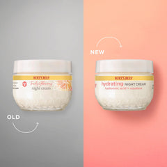 Burt's Bees Truly Glowing Night Cream muestra textura suave para aplicar antes de dormir.