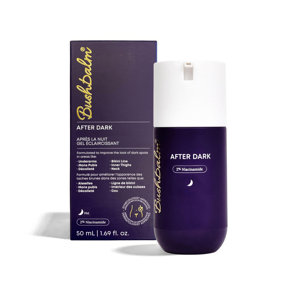 Bushbalm After Dark Gel para axilas, aplicación nocturna, piel más brillante