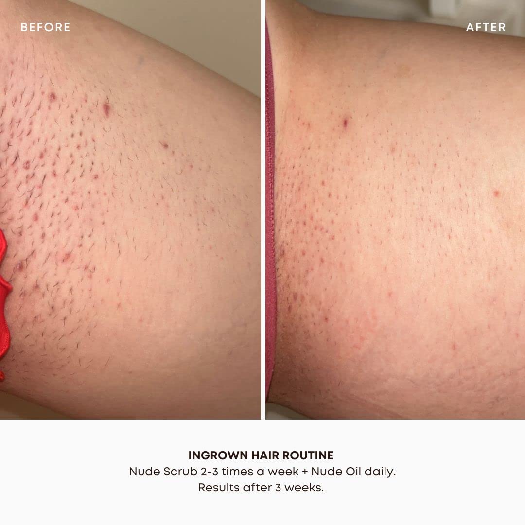 Bushbalm Nude Rutina de dos pasos, exfoliar y luego hidratar para la piel.