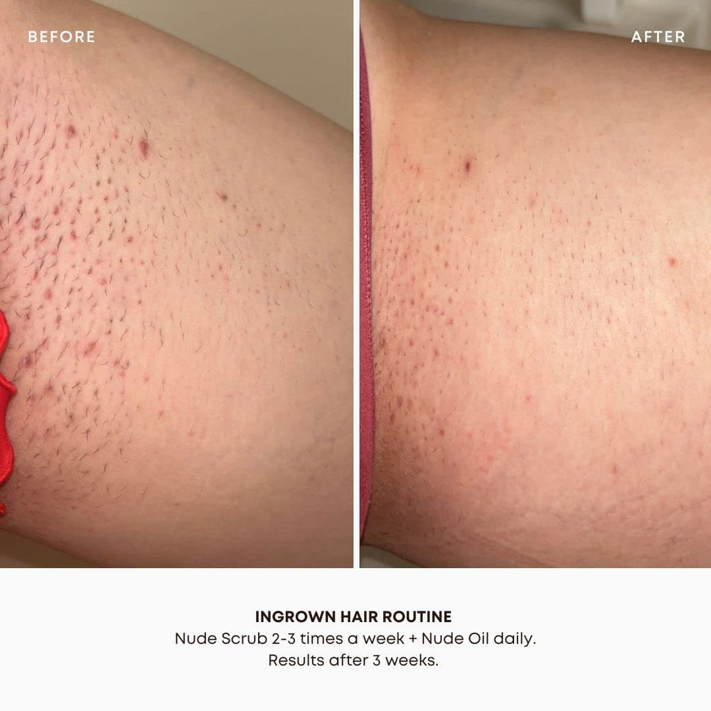 Bushbalm Nude Rutina de dos pasos, exfoliar y luego hidratar para la piel.