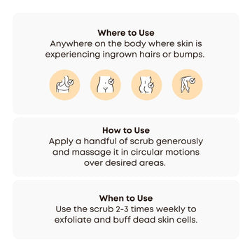 Aplicación en la ducha para exfoliar durante la limpieza corporal.