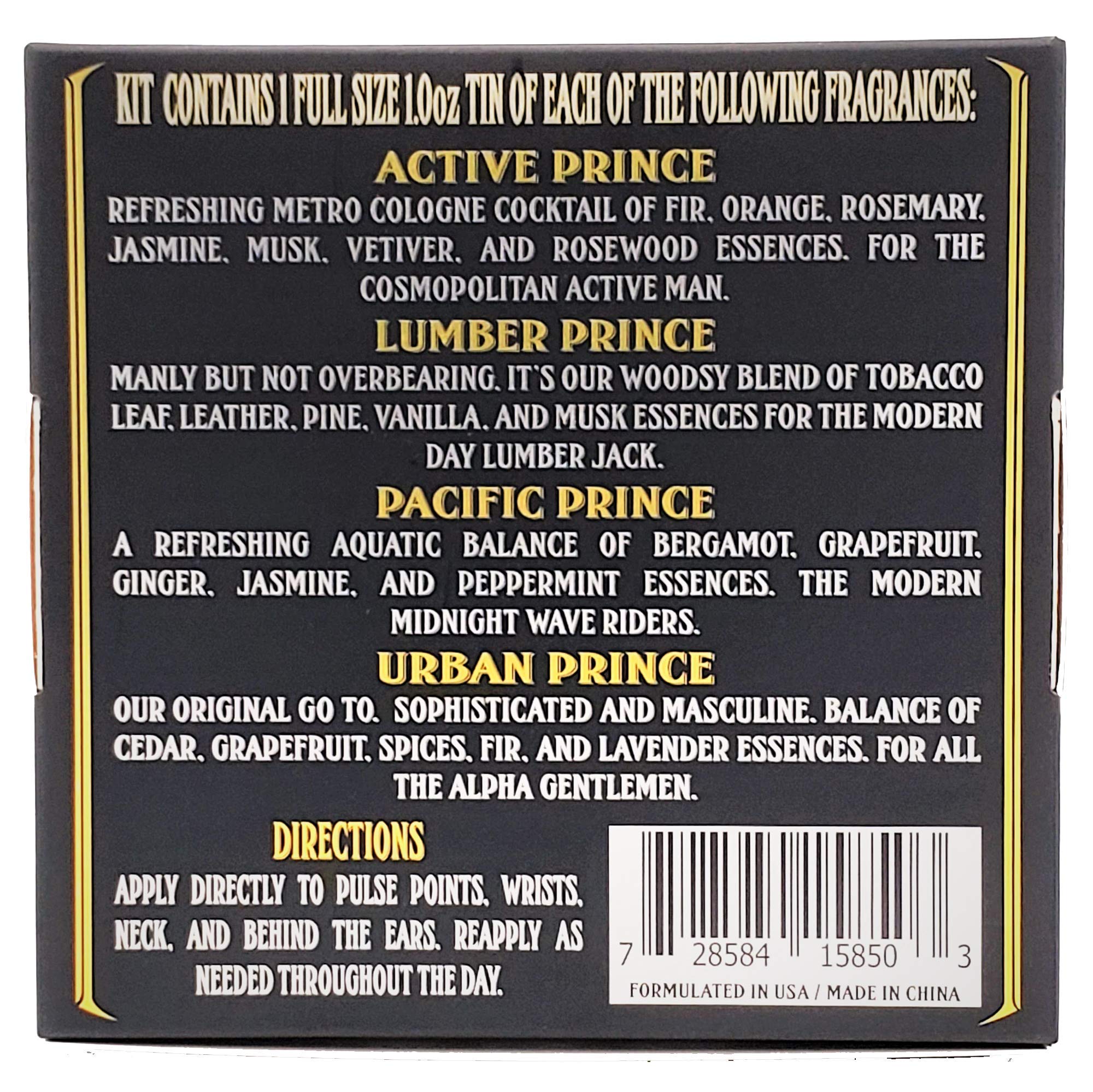 Conjunto regalo BushKlawz Premium Prince: cuatro aromas en un set práctico