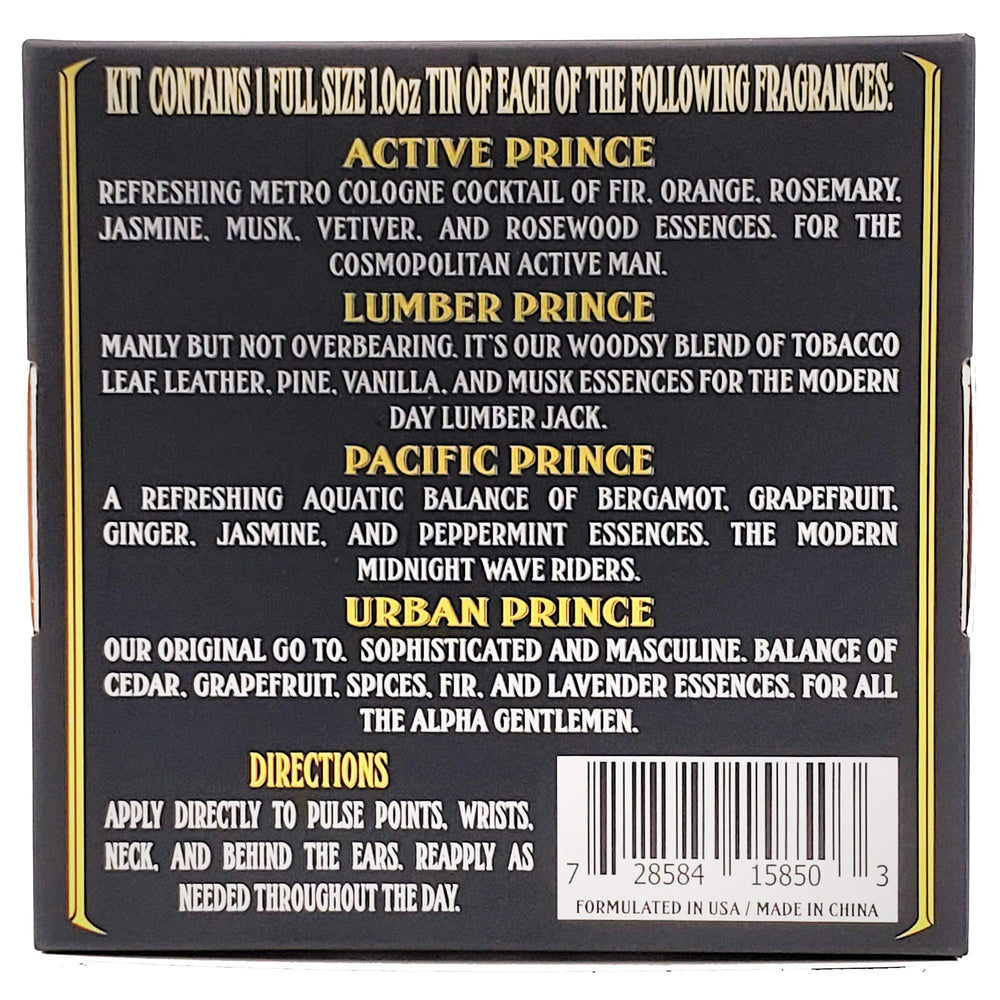 Conjunto regalo BushKlawz Premium Prince: cuatro aromas en un set práctico
