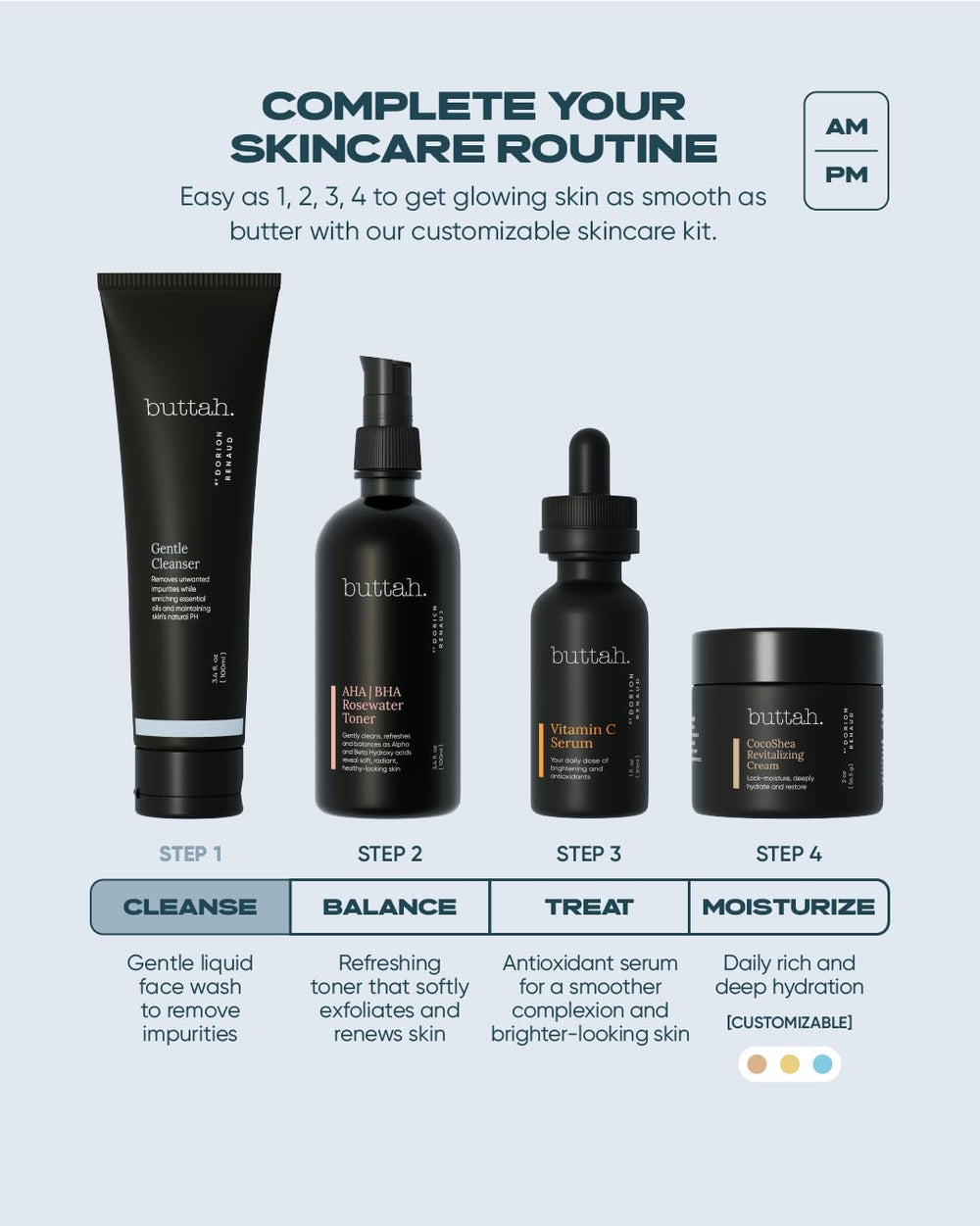 Buttah Skin de Dorion Renaud: enfoque en piel melanina rica para claridad suave.