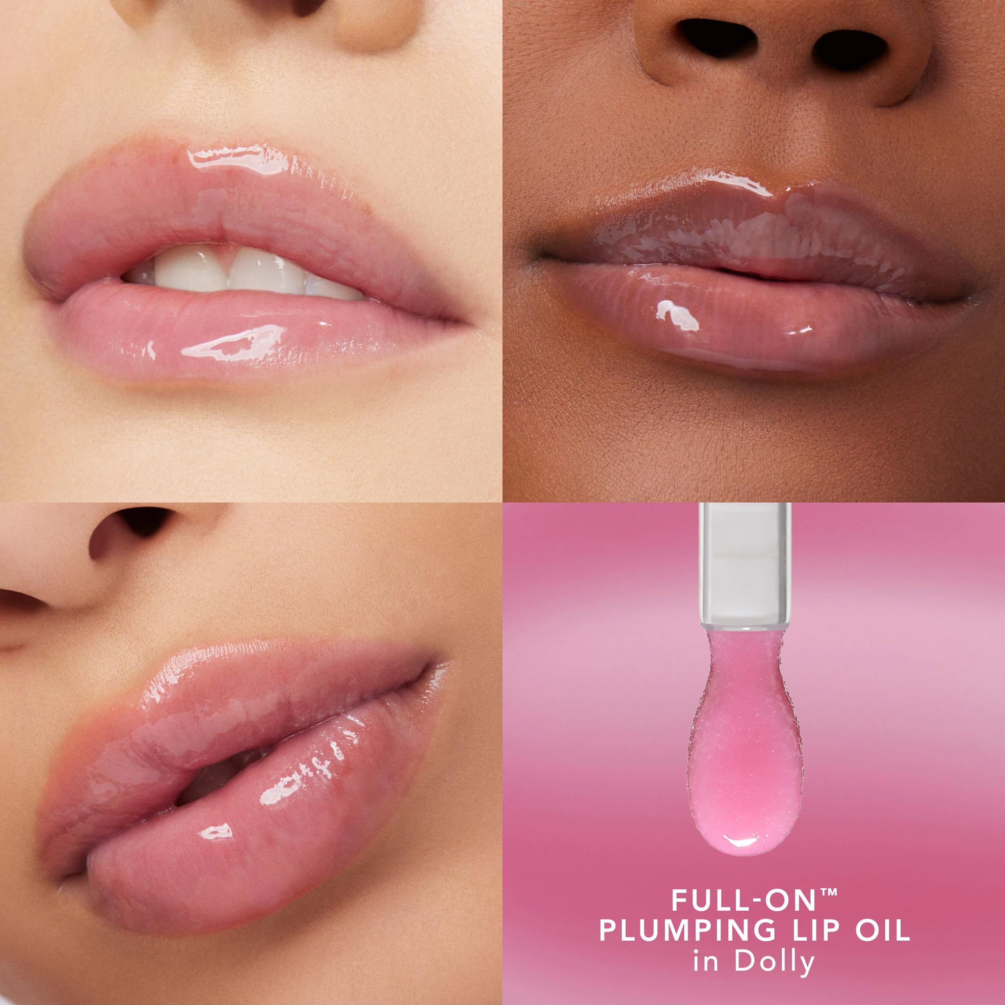Application rapide du Dolly lip oil, lèvres visiblement plus pleines après usage.