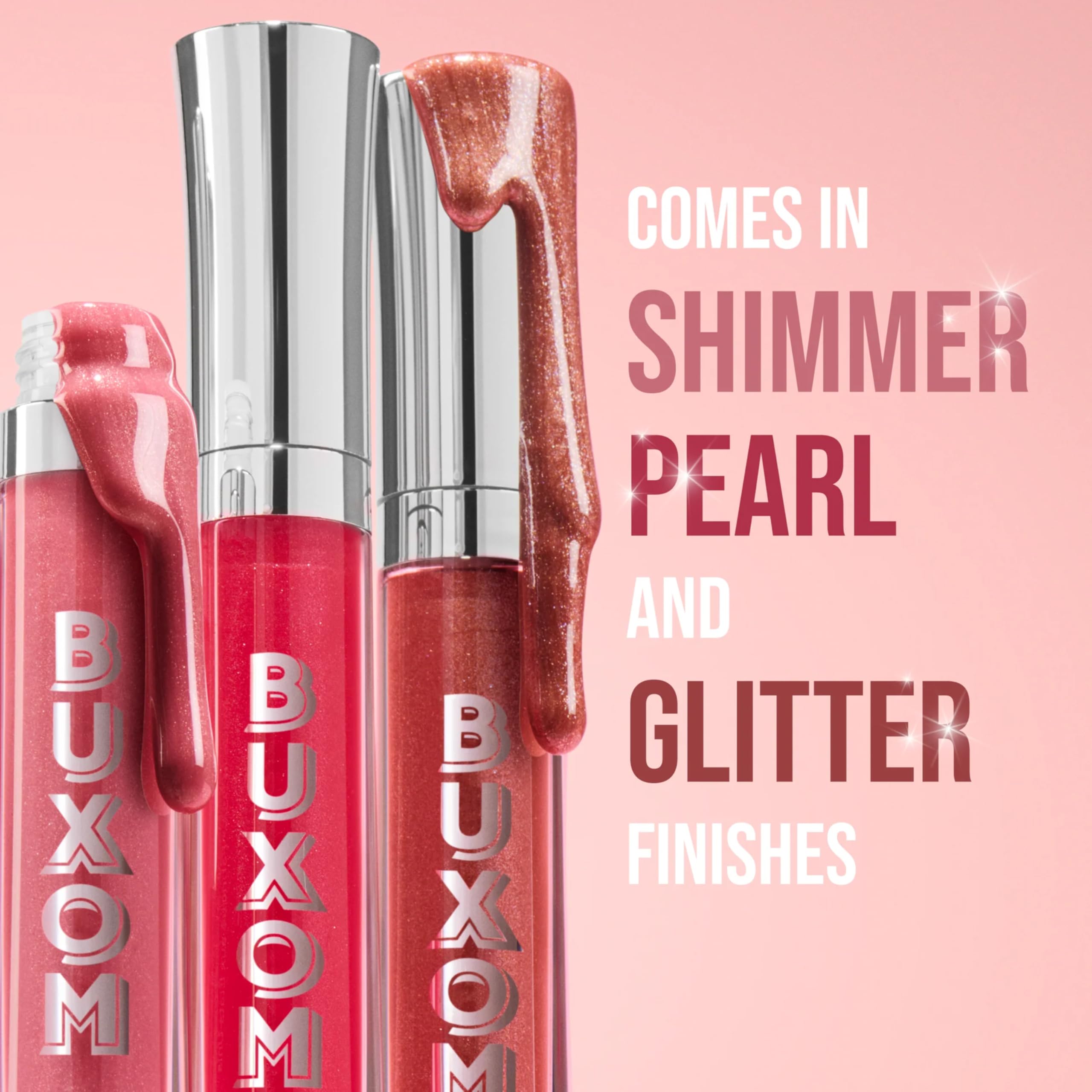 Buxom Emma gloss reflets perlescents pour un éclat lumineux.