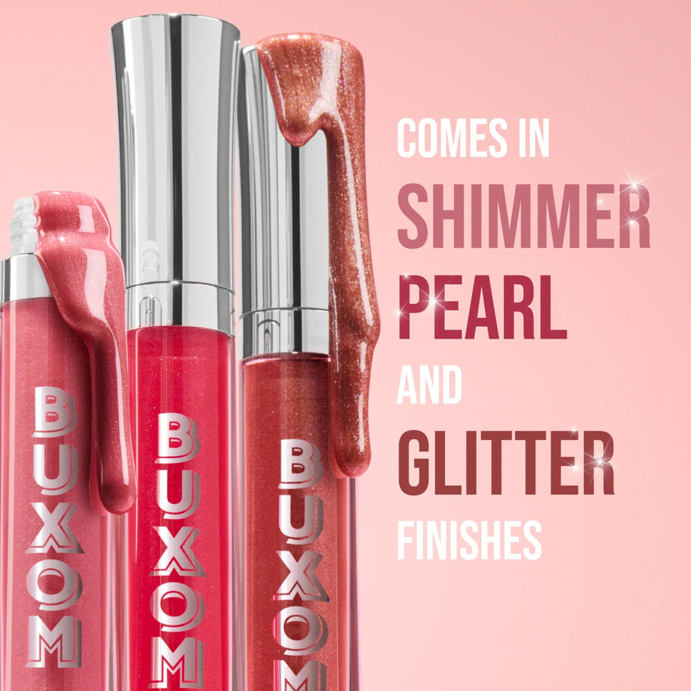 Buxom Emma gloss reflets perlescents pour un éclat lumineux.