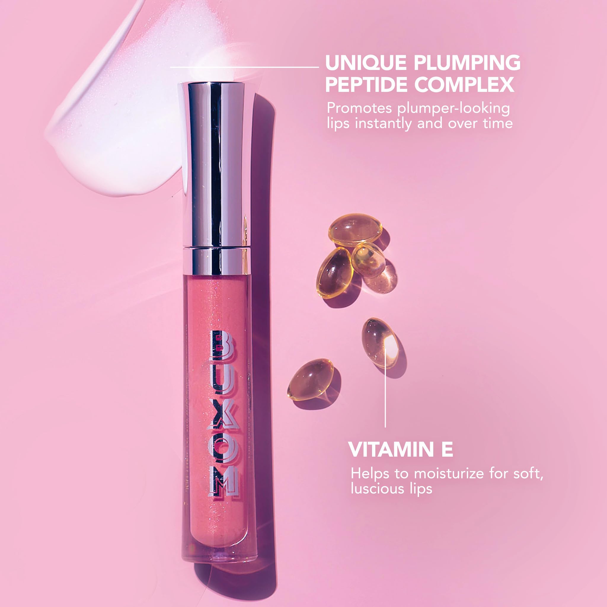 Acabado pearlescente de BUXOM Full-On Lip Polish en tono nude rosado