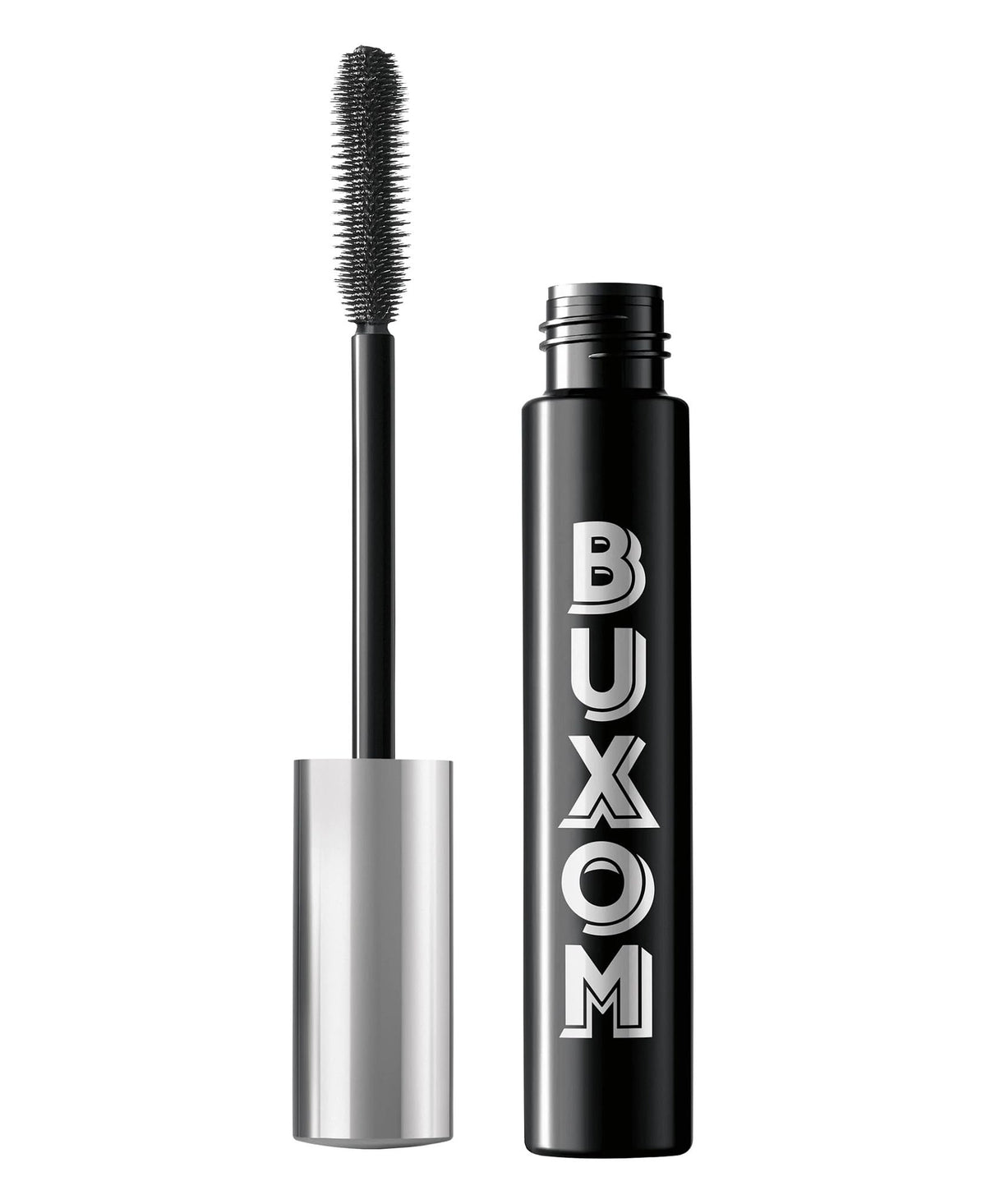 Buxom Mascara Volumen Pestanas Negro Azabache tono intenso para look dramático.