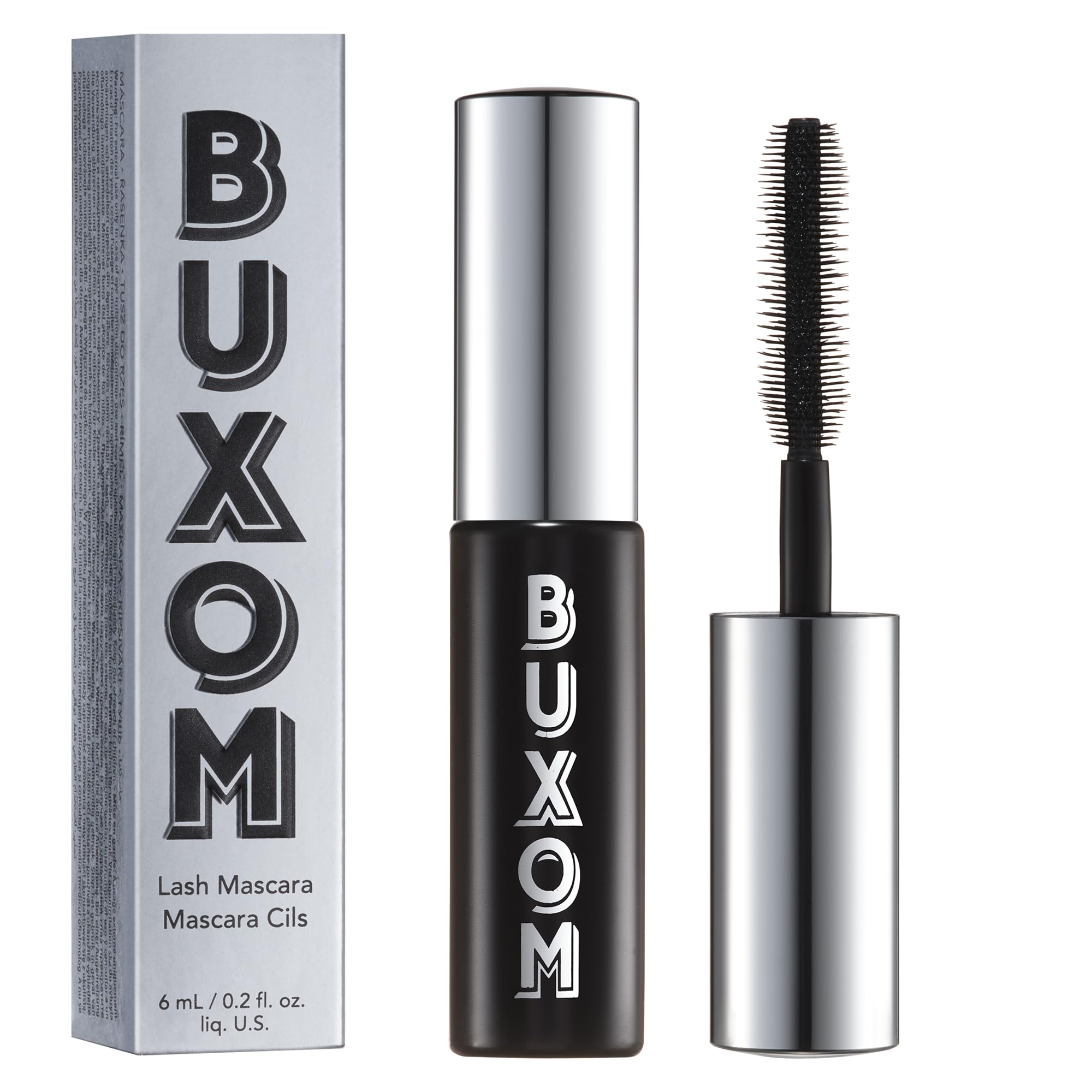 BUXOM mascara voluminizante pestanas negro azabache, tamaño de viaje para efecto inmediato