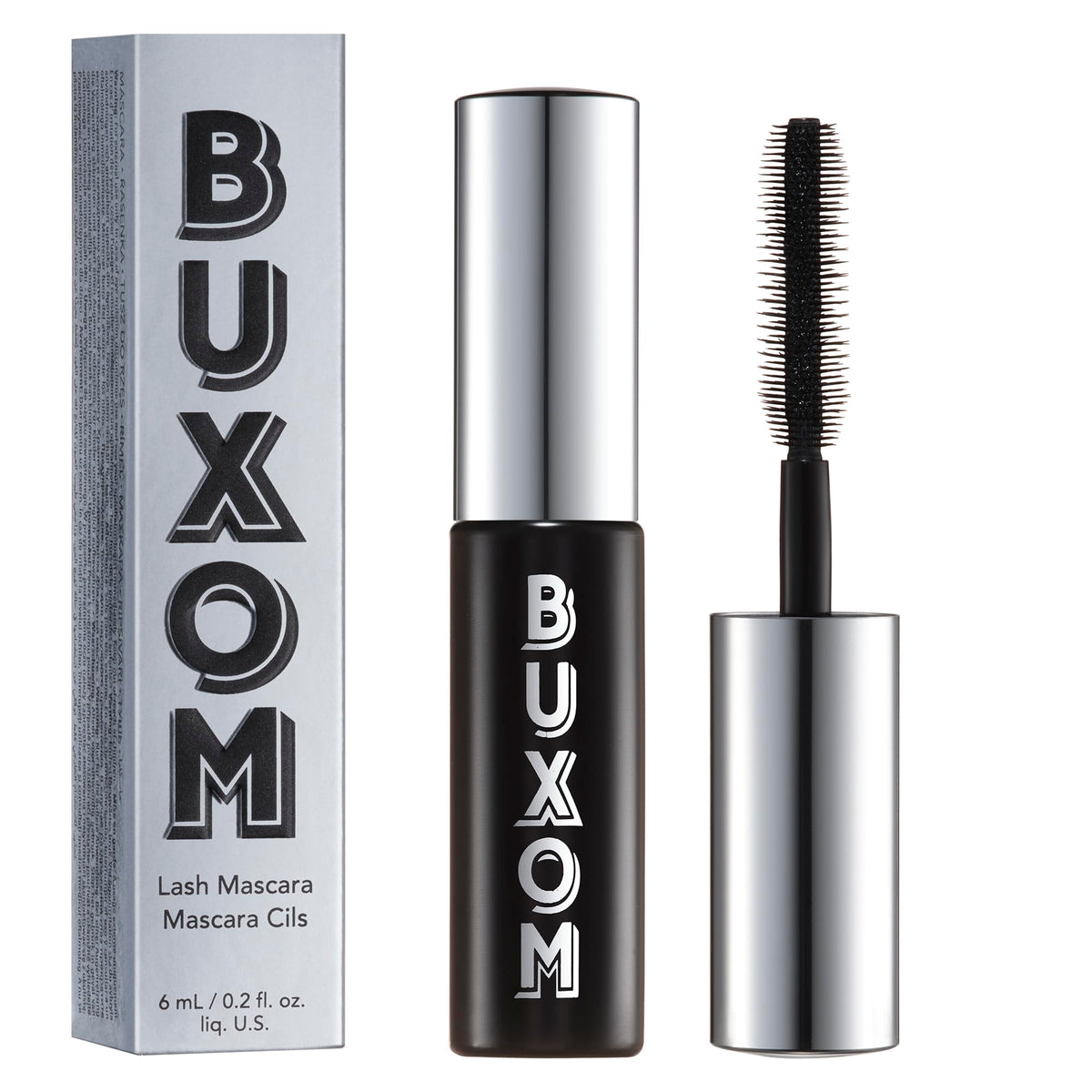 BUXOM mascara voluminizante pestanas negro azabache, tamaño de viaje para efecto inmediato