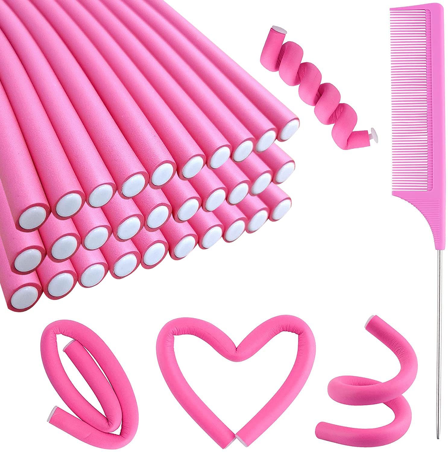 Buytta flexi rods de 24 cm rosas para rizos rápidos y naturales