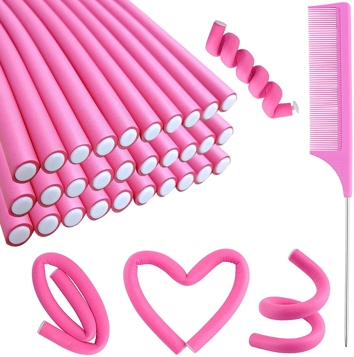 Buytta flexi rods de 24 cm rosas para rizos rápidos y naturales
