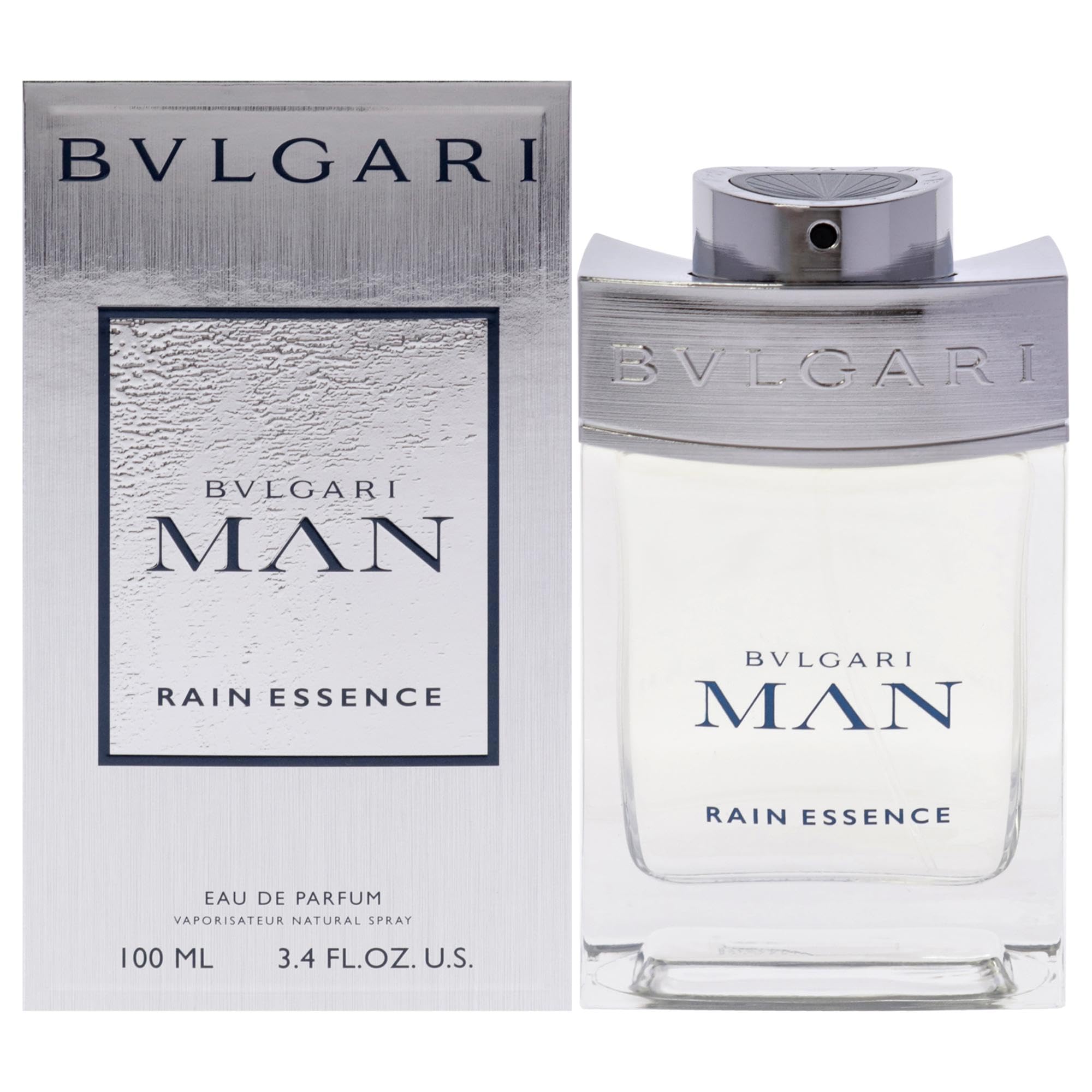 BVLGARI Man Rain Essence: botella elegante para aroma fresco y duradero.