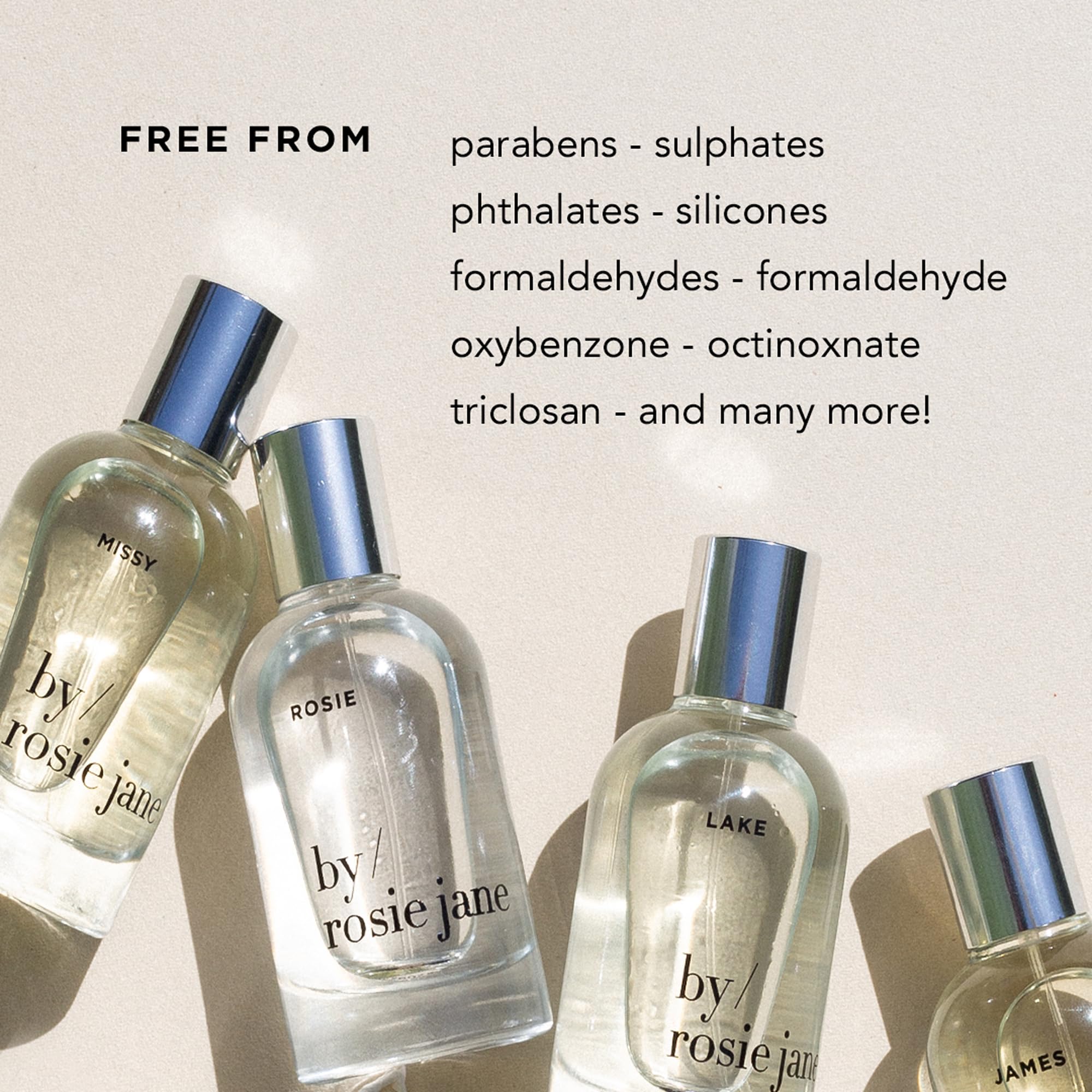 Produit fabriqué en Californie, lait corporel quotidien By Rosie Jane.