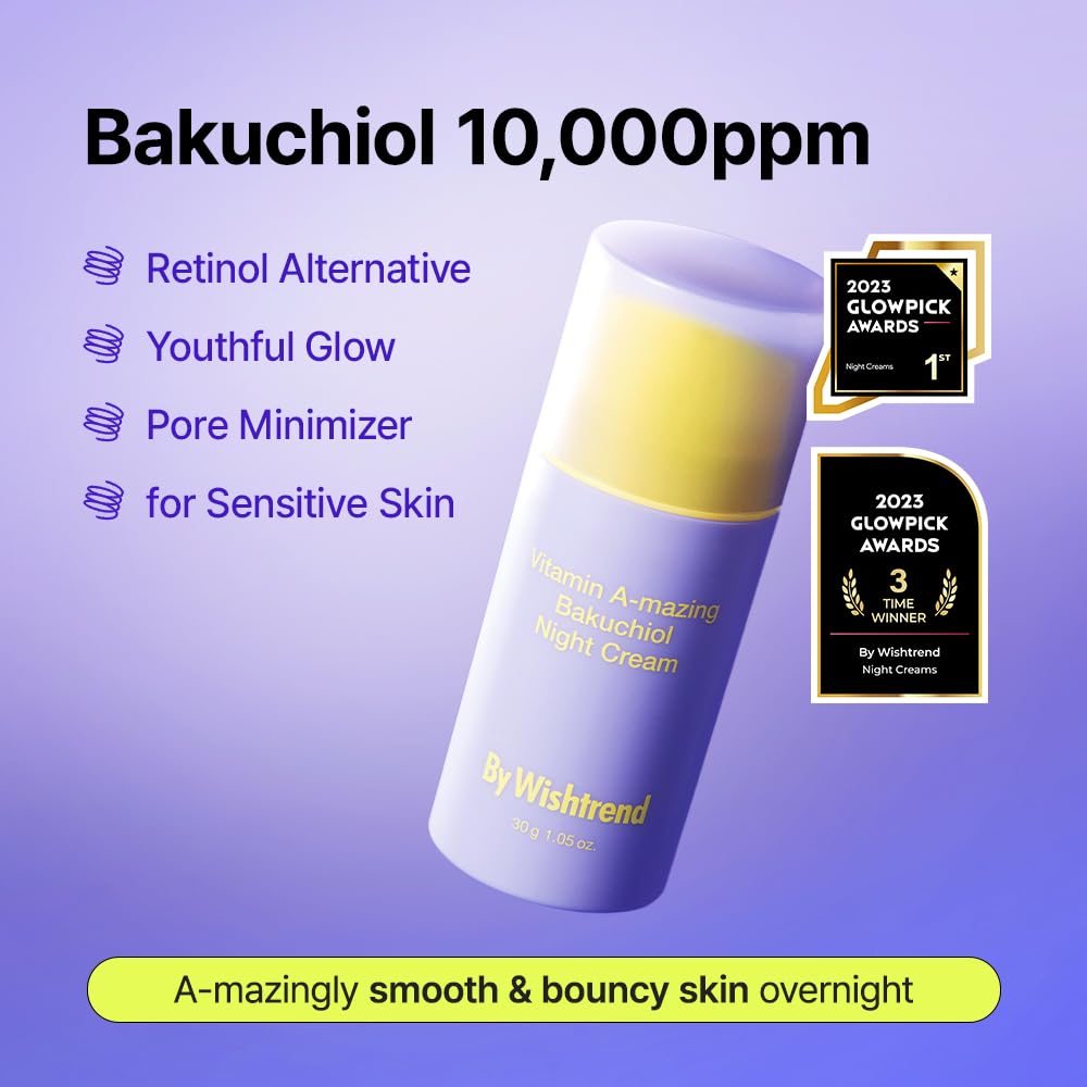 BY WISHTREND Bakuchiol y Retinal con crema de textura cremosa para uso nocturno.