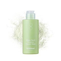 BY WISHTREND lavado en polvo de té verde con enzimas en botella para piel sensible.