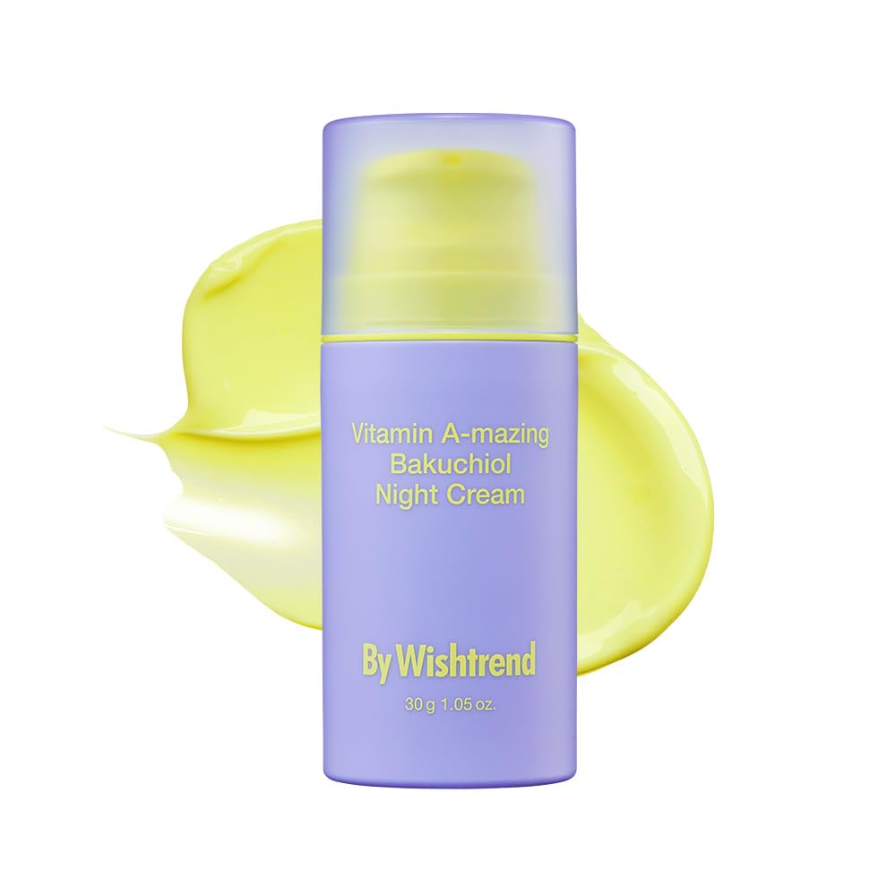 BY WISHTREND Vitamin A-mazing Bakuchiol Night Cream en frasco para piel suave al despertar.