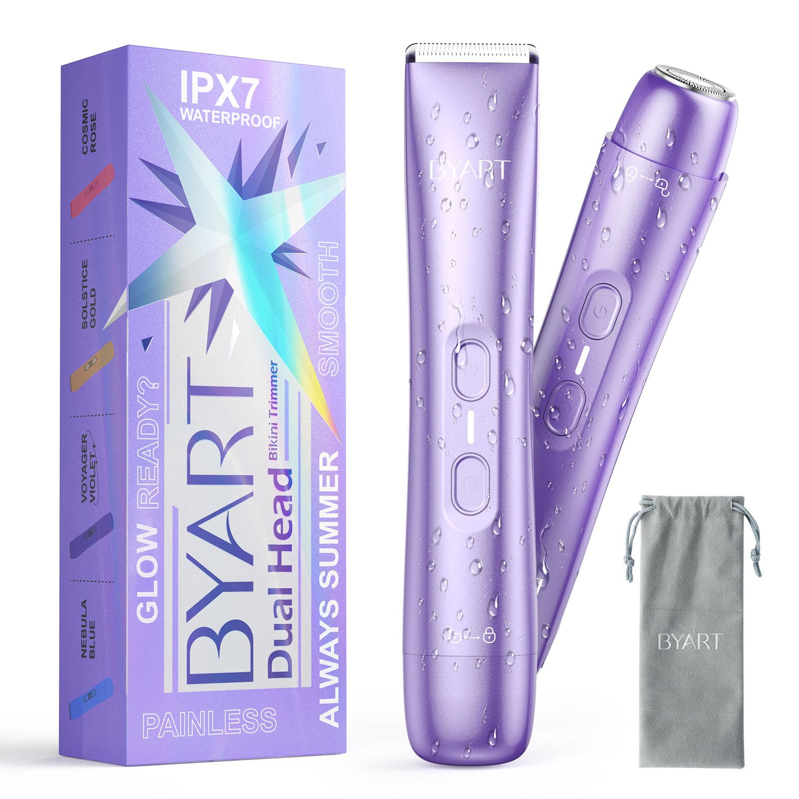 BYART recortador bikini doble cabeza para uso rápido en piel sensible