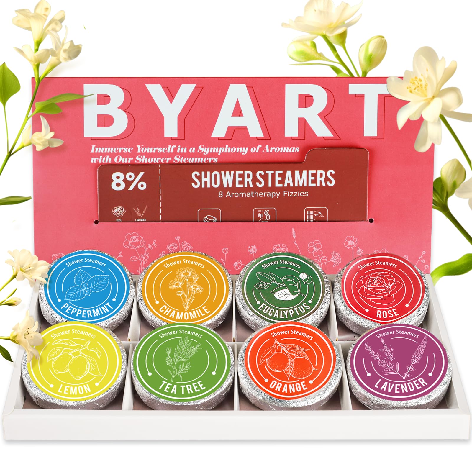 BYART vaporizadores de ducha en empaque elegante, ideal para relajación.