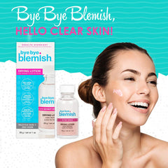 Bye Bye Blemish application sur bouton avec coton pour traitement local.