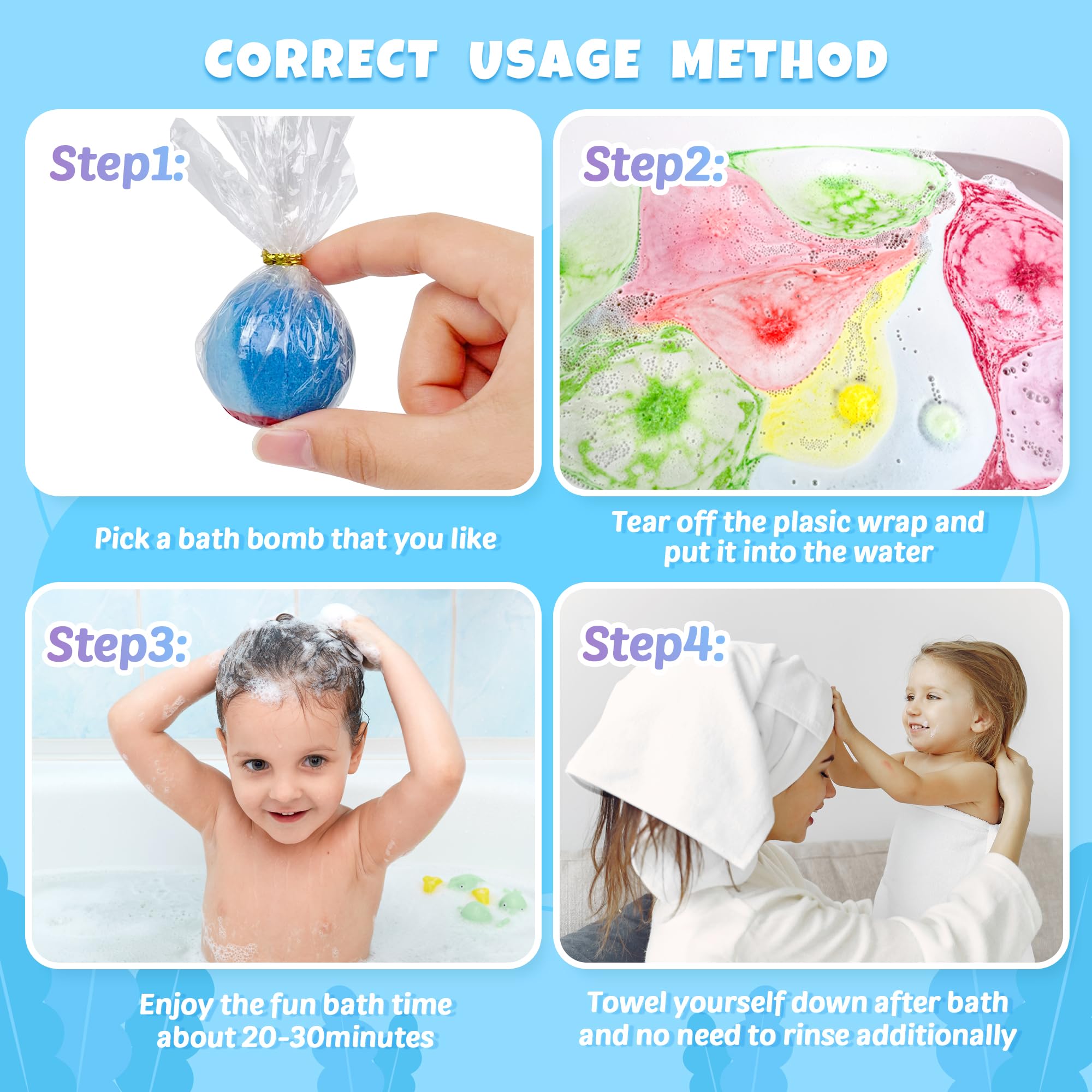 BYGGVIR bomba de baño para niños, aroma rosa y colores brillantes
