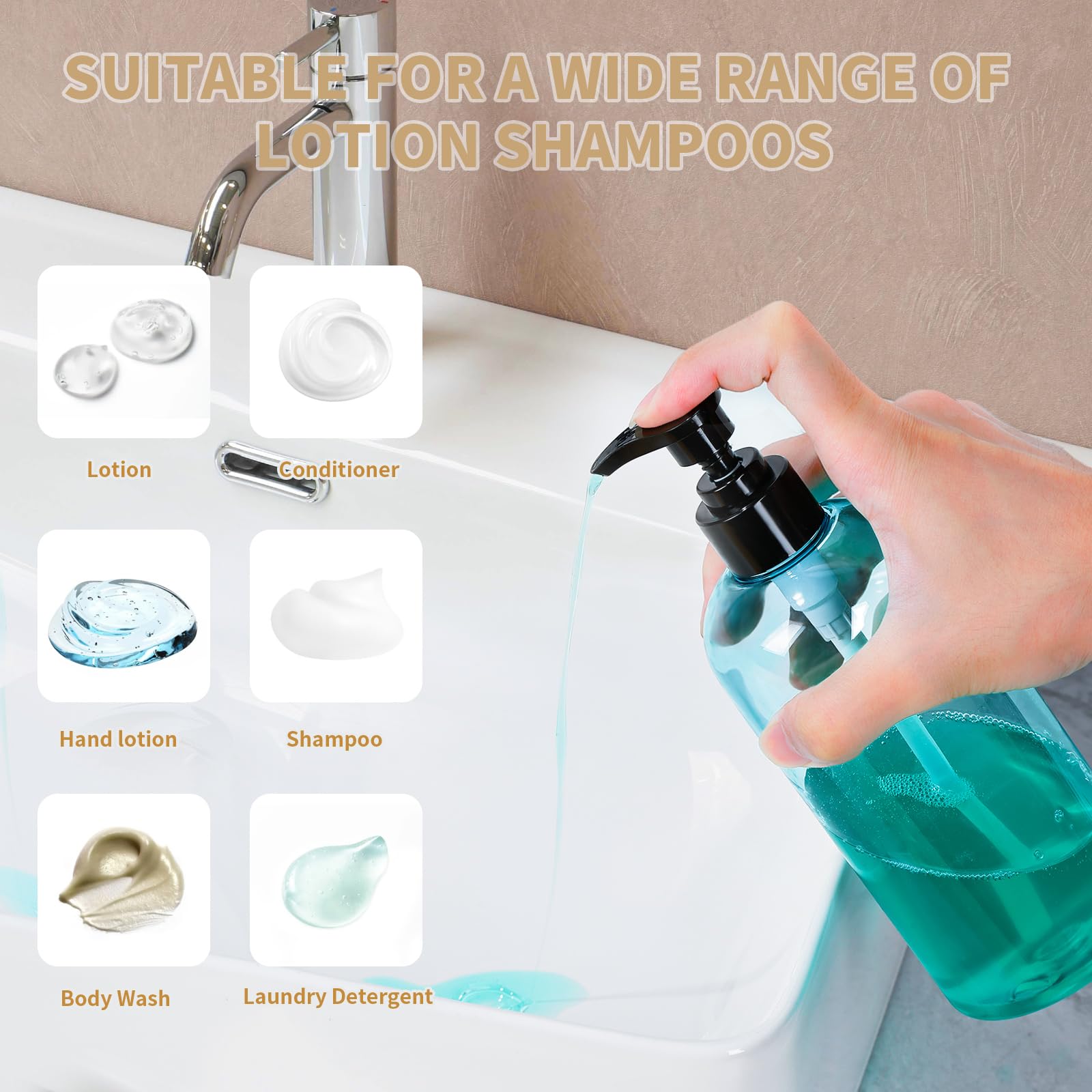 Bynccea botella usos múltiples, ideal para champú, acondicionador y gel.