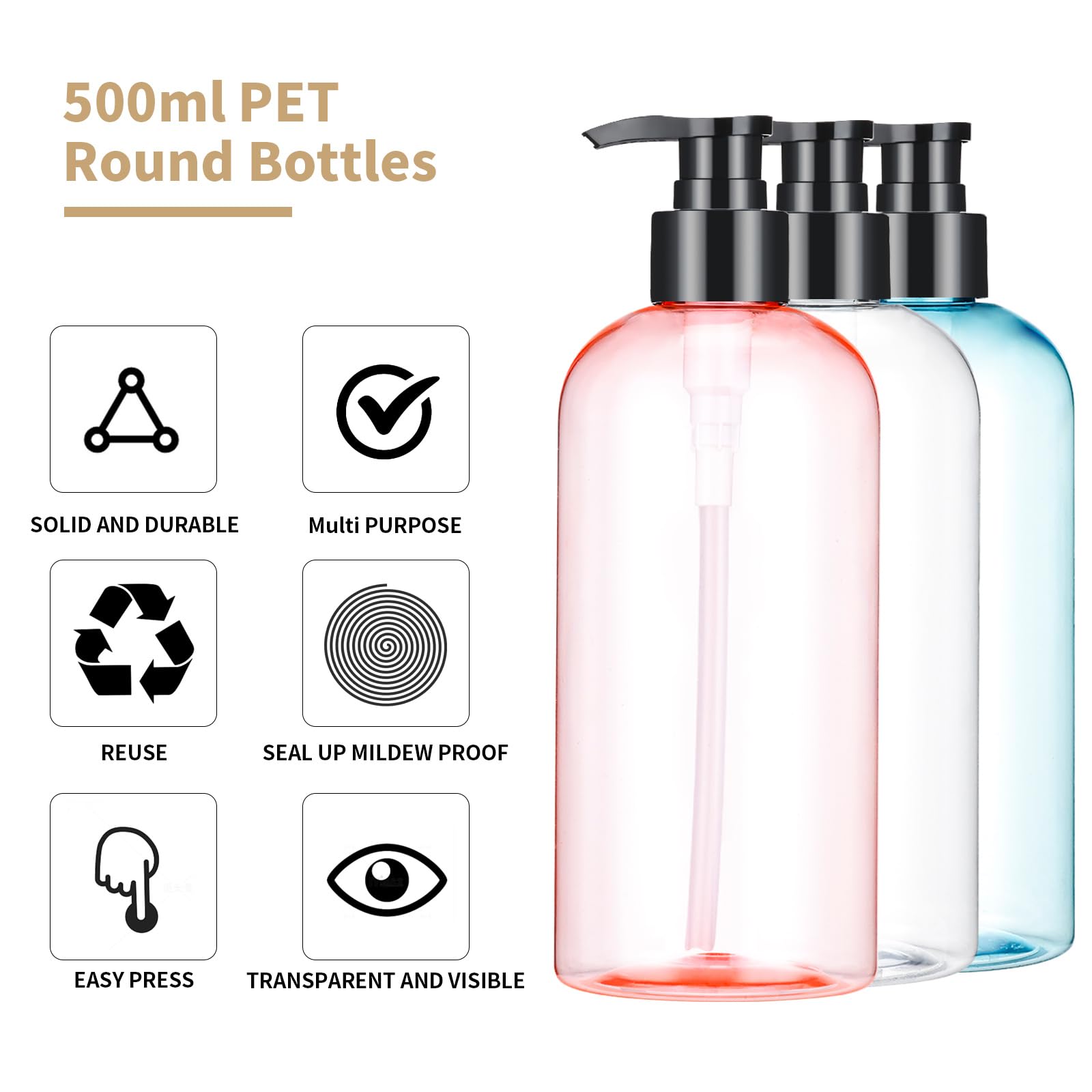 Bynccea botella para visualización clara, monitoriza el nivel de producto.