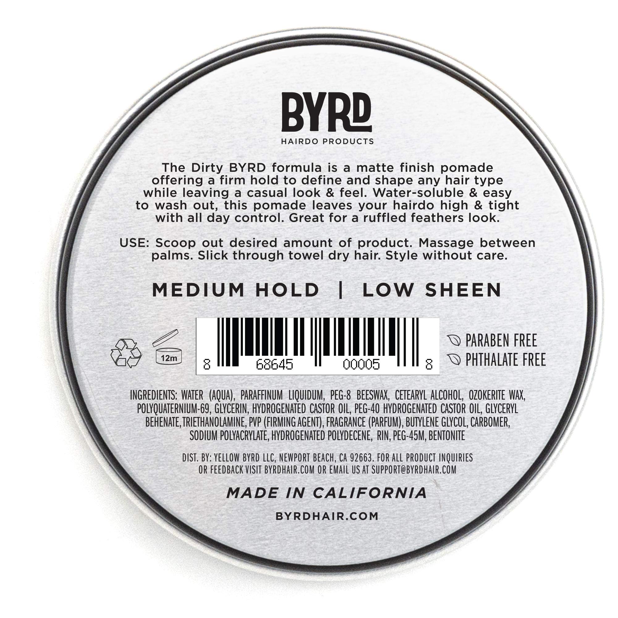 BYRD Pomada Mate, textura cremosa para una aplicación suave y definida.