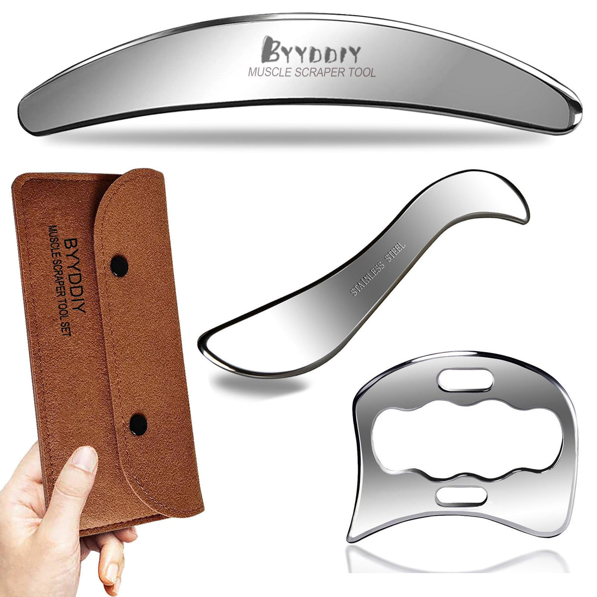 BYYDDIY 3 en 1 raspador muscular de acero inoxidable para aliviar tensiones y mejorar circulación