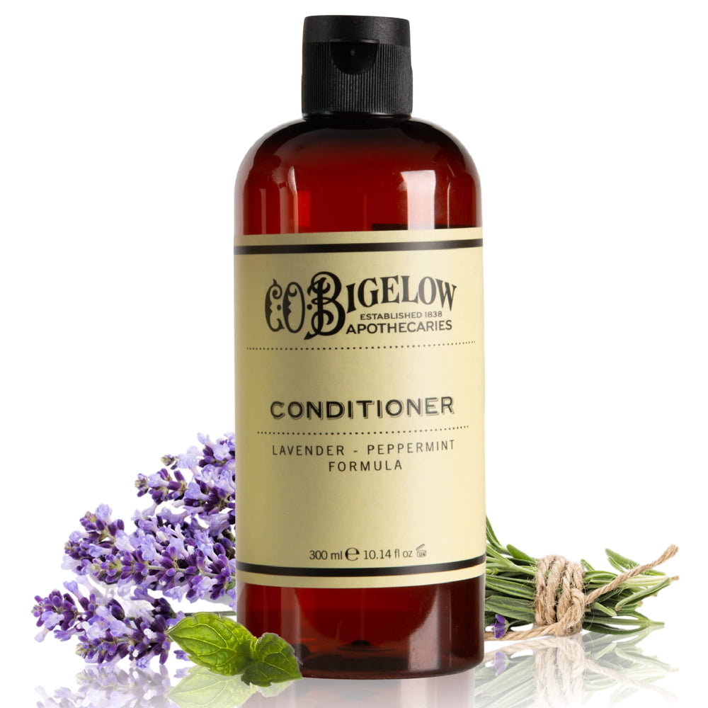 Acondicionador C.O. Bigelow Lavanda Menta en botella, ideal para uso diario.