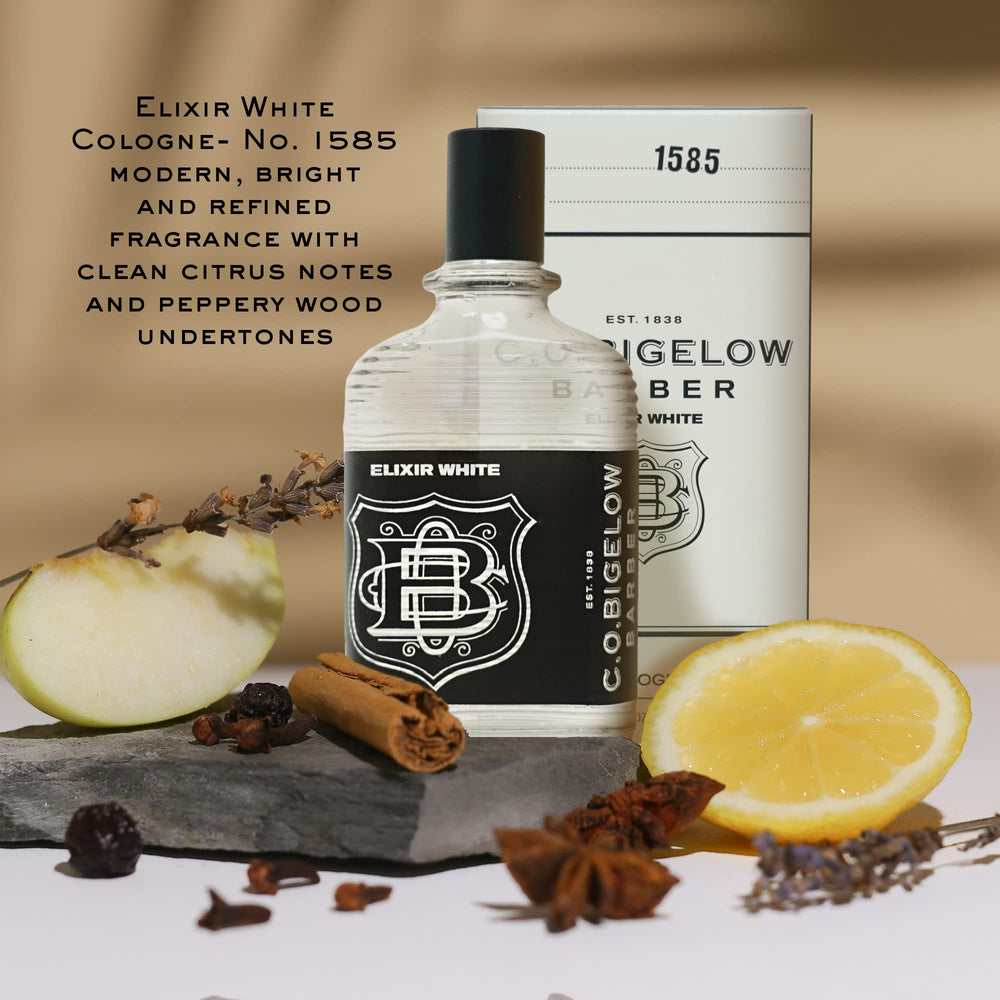 Etiqueta de Elixir White con notas cítricas y especiadas para hombre