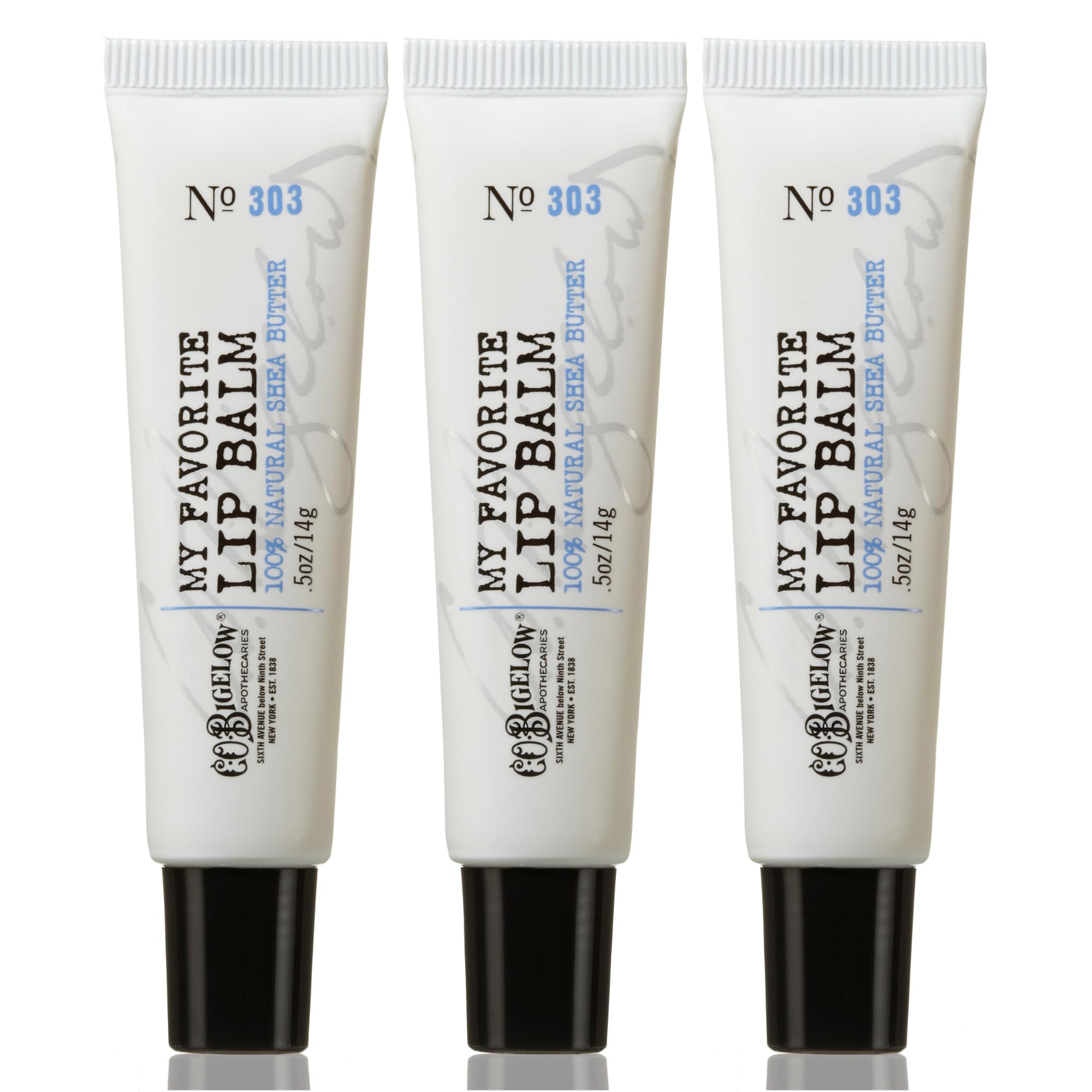 C.O. Bigelow My Favorite Lip Balm Tubes pack de 3 para hidratación diaria.