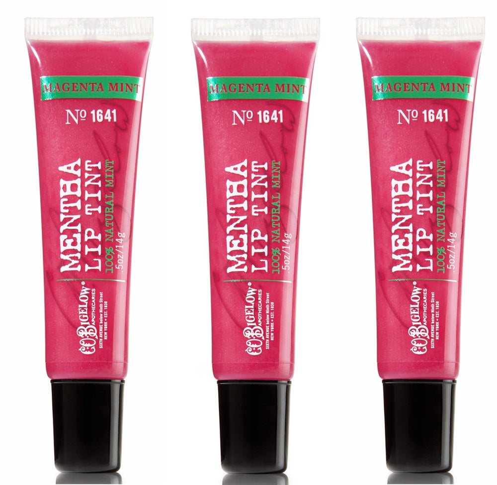 C.O. Bigelow Mentha Lip Tint 3-pack with sheer magenta mint shade and cooling sensation