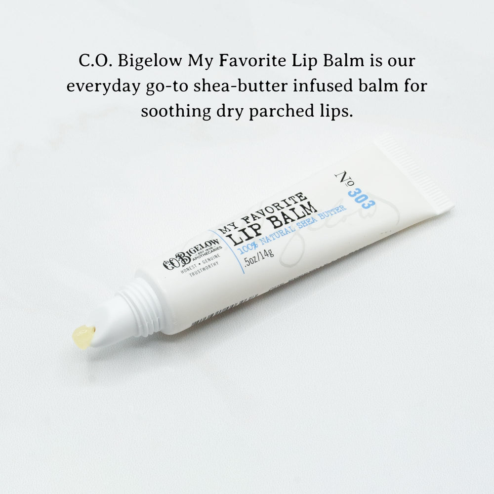 C.O. Bigelow bálsamo-labial con manteca de karité y aceite de jojoba para labios suaves.