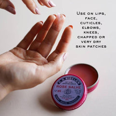 C.O. Bigelow Rose Salve Tin trio in a compact travel kit.