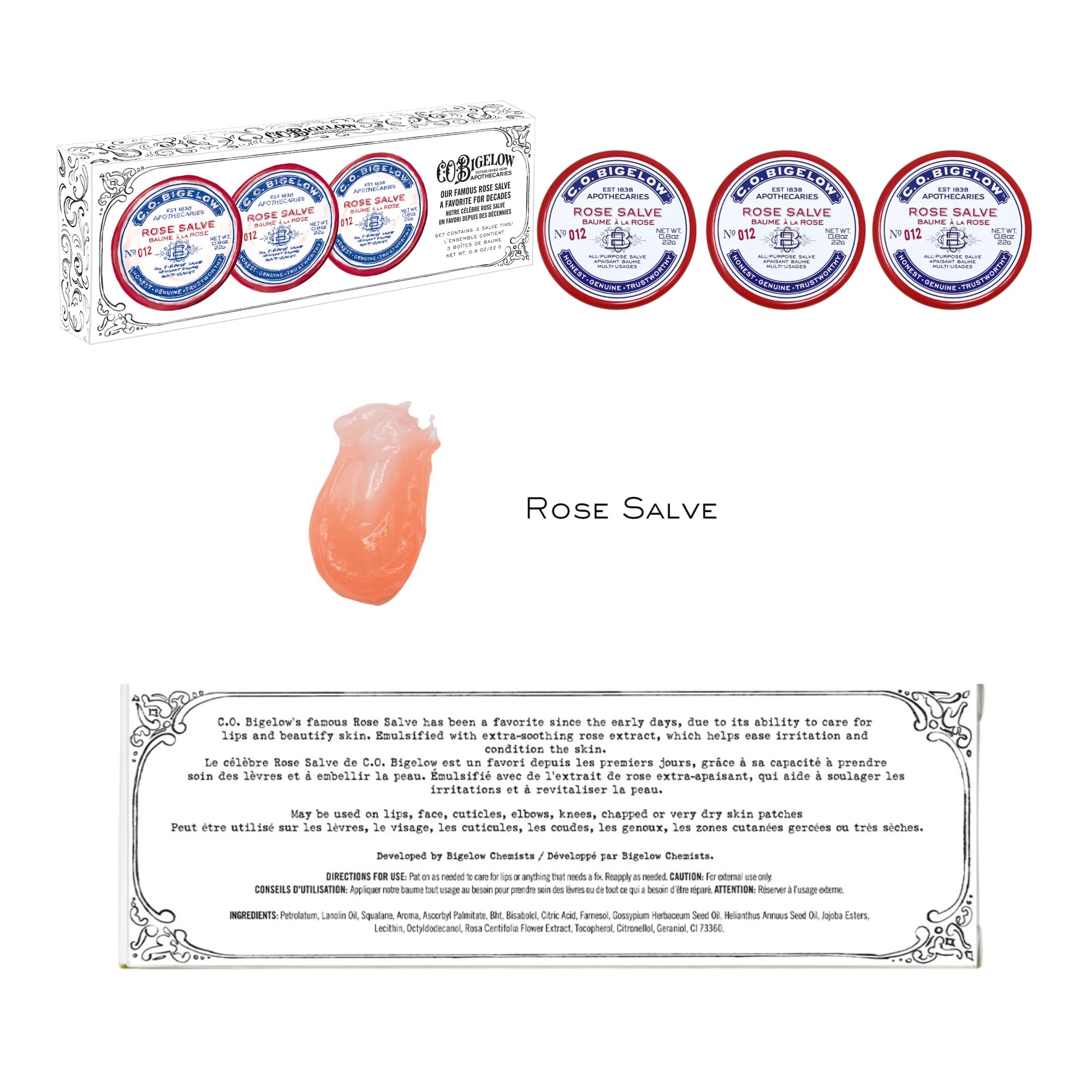 C.O. Bigelow Rose Salve Tin on cuticles, nourishing nails and skin.